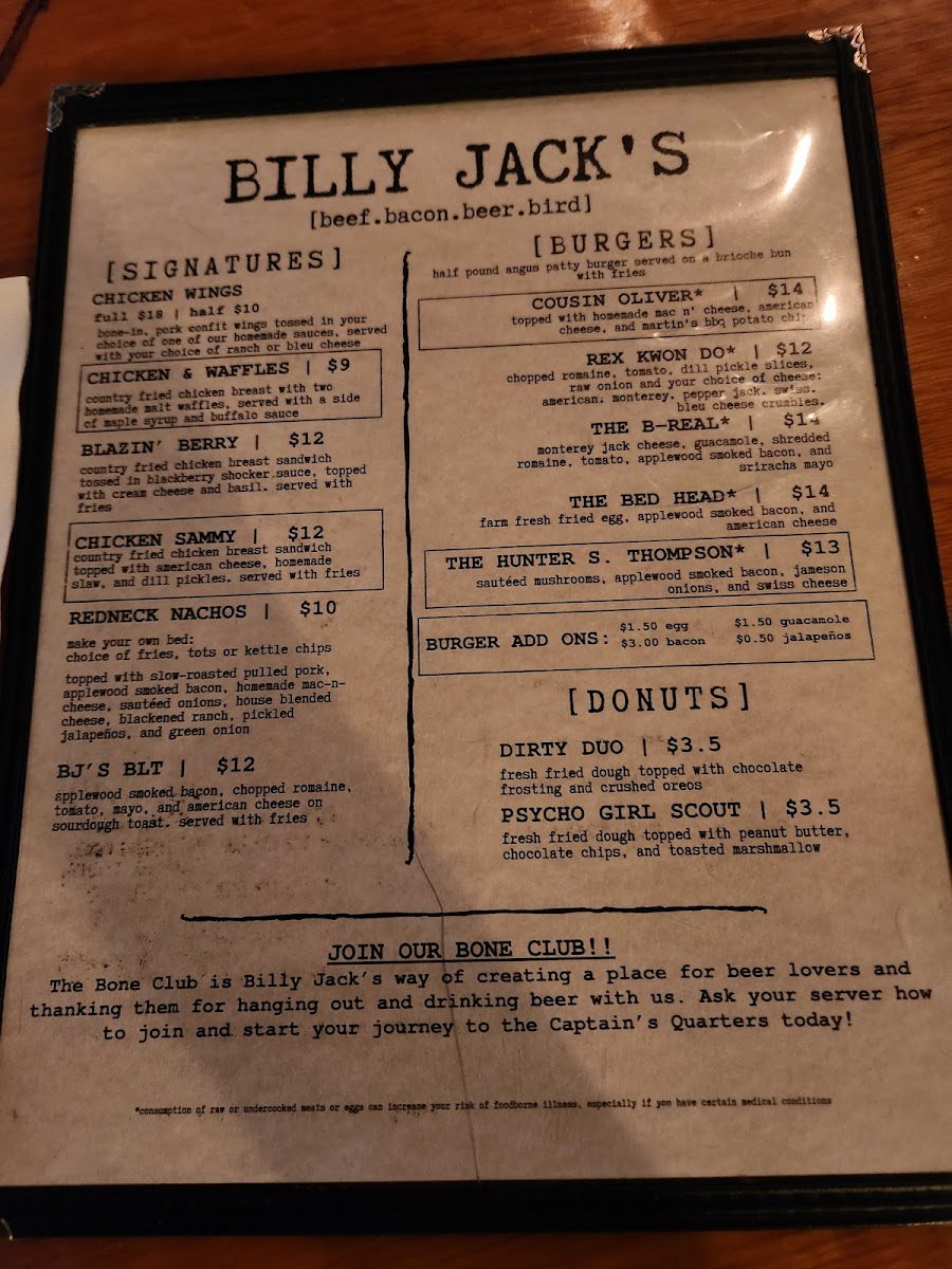 Billy Jack's Shack Menu - Image 4